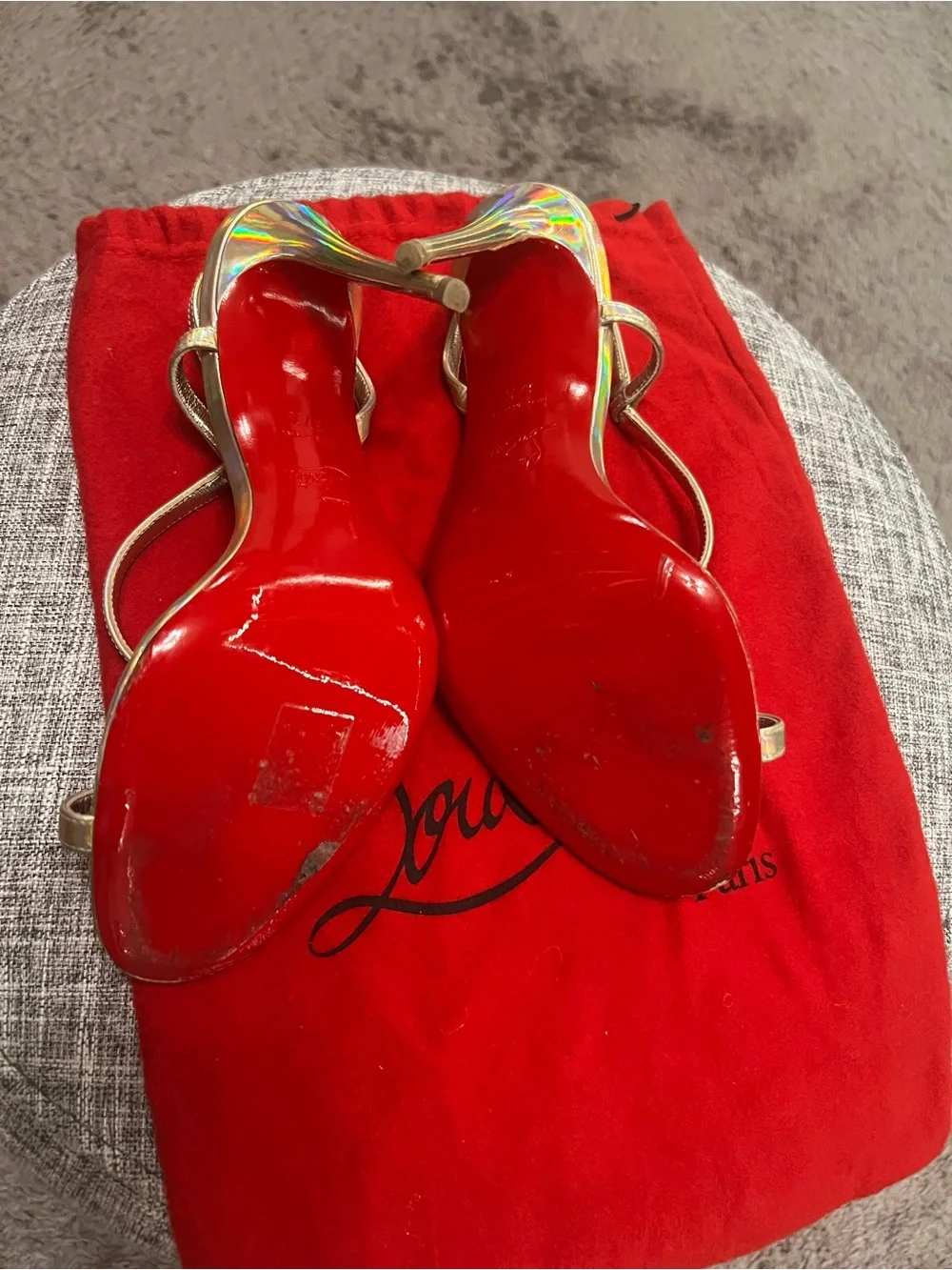 Christian Louboutin Gold Iridescent Strappy Heeled Sandals